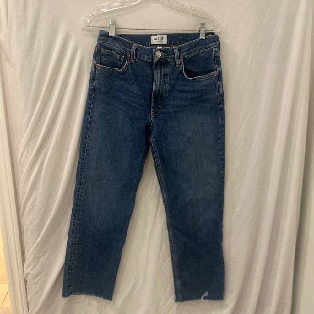 Agolde Dark Wash High Rise Straight Crop Buttonfly Jeans Women’s 26